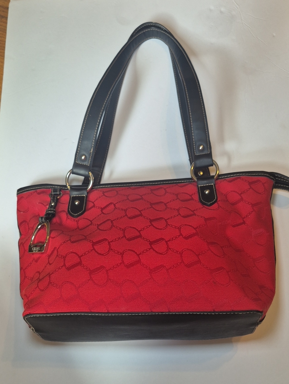 Chaps Red Woman's Tote with Black Handles, No Call Outs - Picture 3 of 7